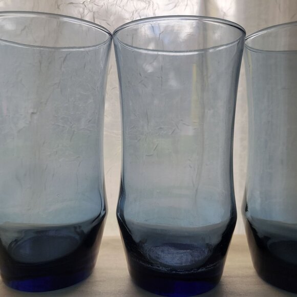 Libbey Apollo Blue Set Of 7 Vintage Blue Glass Tumblers - Picture 2 of 5